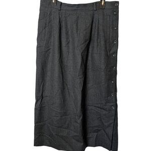 Liz Claiborne Pleated Midi Modest Vintage Gray Wool Skirt Pockets Old Money 16